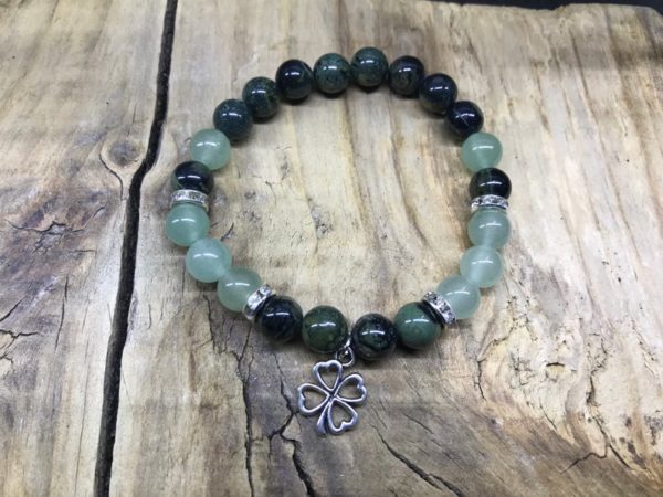 Bracelet perle 8mm jaspe kambaba et aventurine verte