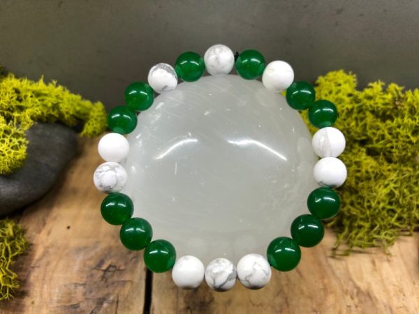 Bracelet Howlite et Jade vert 8mm