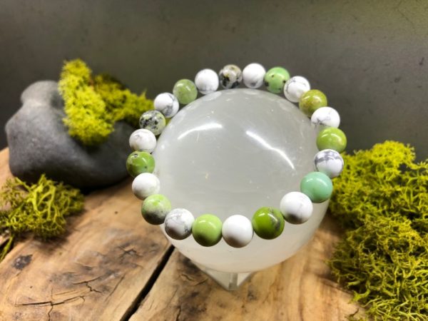 Bracelet Howlite et Chrysoprase 8mm