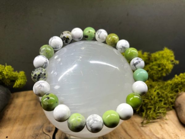 Bracelet Howlite et Chrysoprase 8mm