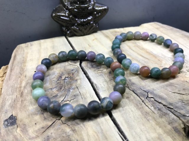 Bracelet Perles Agate Indienne Fait Main - Perles 6mm Rondelles - Taille Sur Mesure - Neuf Sans Emballage