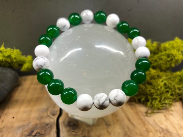 Bracelet Howlite et Jade vert 8mm