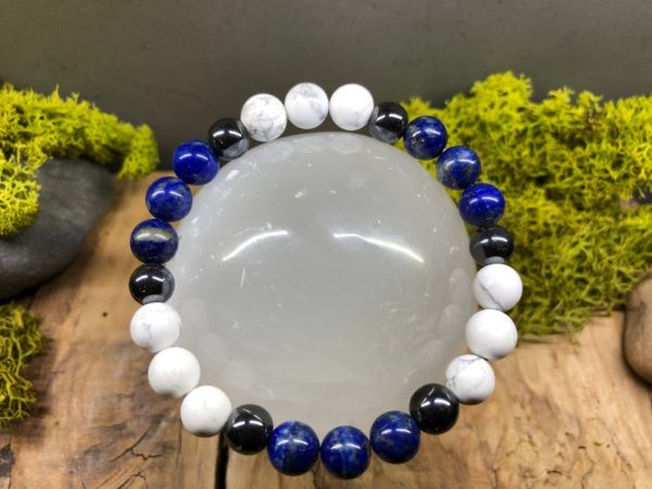 Bracelet Lapis Lazuli / Howlite / Hématite en 8mm