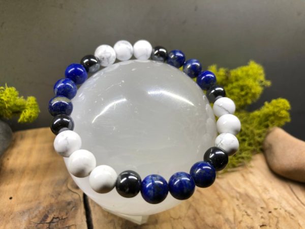 Bracelet Lapis Lazuli / Howlite / Hématite en 8mm