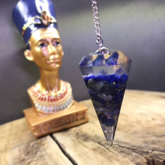 Pendule Orgonite Lapis Lazuli pointe à facette