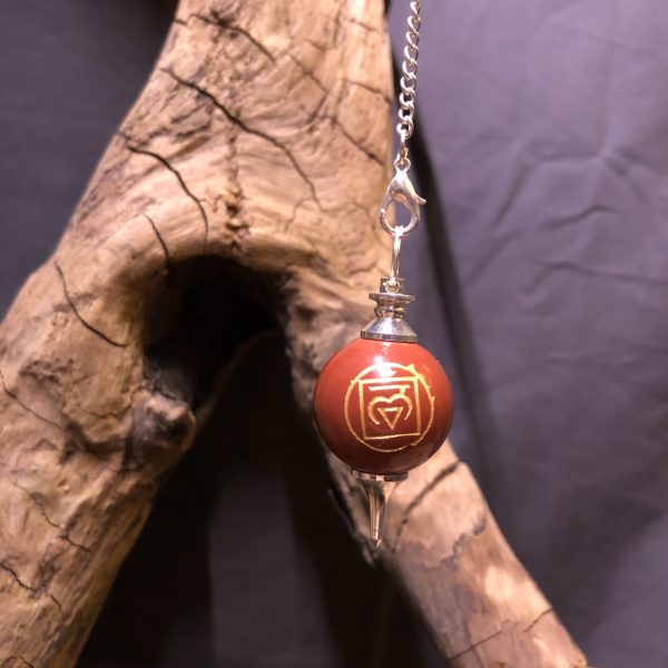 Pendule/Jaspe rouge/symbole du 1er chakra ' Muladhara '