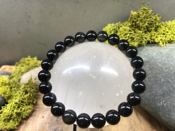 Bracelet perle en Obsidienne noire 8mm